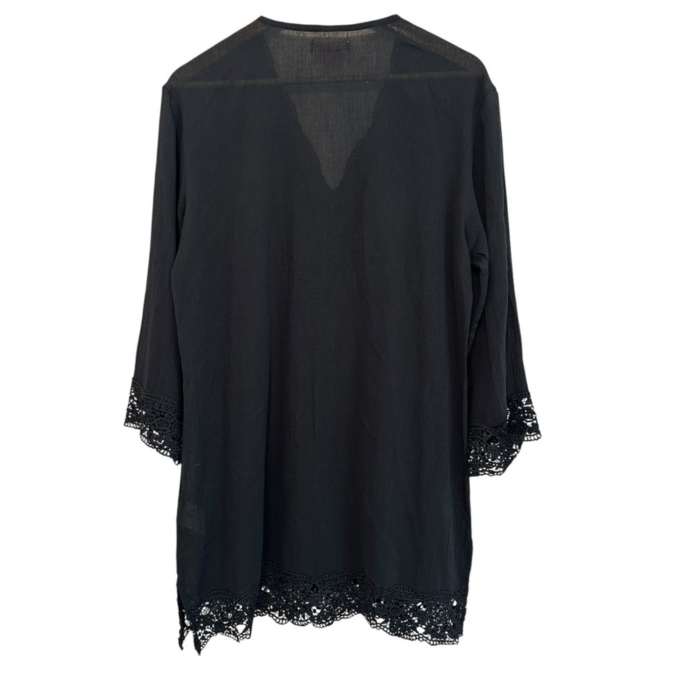 Isaac Mizrahi Women's Medium Crochet Lace Black Swimsuit Beachy Vacation Coverup - Picture 6 of 6